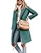 Tanming Women's Notch Lapel Double Breasted Wool Blend Mid Long Pea Trench Coat (Teal-M)