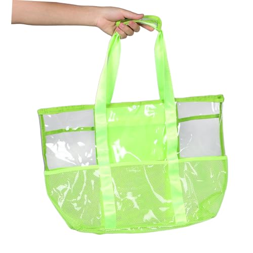 Hemoton Travel Friendly Foldable Beach Tote Bag for Women Clear Mesh Handbag with Comfortable Design for Pool Vacation Outdoor Activities Ample Storage4