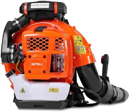 Getell 80cc Gas Backpack Leaf Blower, 900CFM 206MPH 2-Stroke Engine, Heavy-Duty Leaf & Snow Blower for Lawn, Garden & Commercial Use (856 EZ)