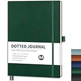 RETTACY Dotted Journal Notebook, 96 Pages, A4 Large Size (8.5'' x 11''), Leather Softcover, 100 GSM Thick Paper, for Journaling, Planning, Tracking (Dark Green)