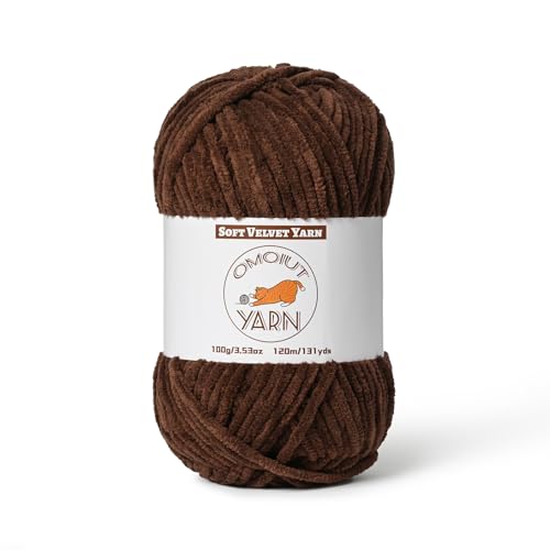 Image of Fluffy Velvet Yarn for Crocheting, Chunky Chenille Baby Blanket Yarn for Crocheting, Soft Fuzzy Puzzle Yarn for Knitting, 100g /3.53oz Bulky Thick Amigurumi Crochet Yarn(Coffee)