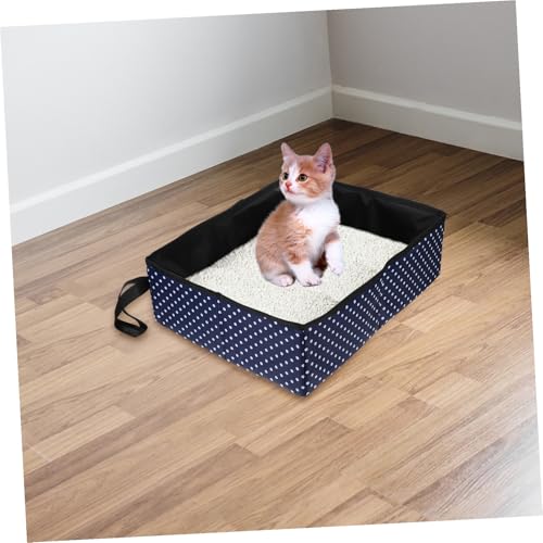 Bac à litière pour chat portable anti-éclaboussures bleu - 4