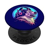 Photo Gallery howling wolf 80s werewolf with headphones retro music lover popsockets popgrip intercambiabile Photo Gallery howling wolf 80s werewolf with headphones retro music lover popsockets popgrip intercambiabile