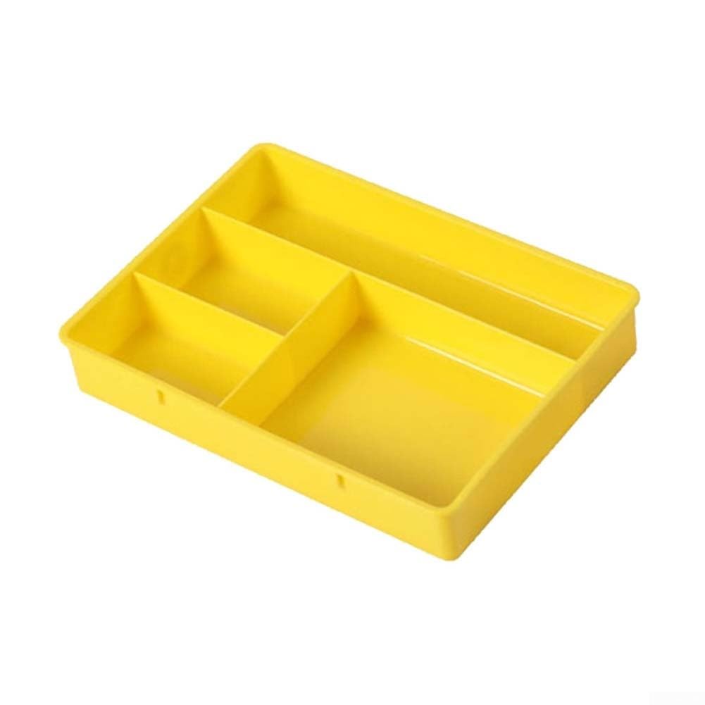 Hosrivae Desk Drawer Organizer Tray with 4 Compartments, PP Storage Box Office Supplies Stationery Makeup, Space Saving Desktop Sorting Insert, 20x15.5x3cm(Yellow)