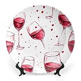 Red Wine Glasses Bloods Decorative Plates for Display Ceramic Plate Tray with Stand Hanger Home Decor