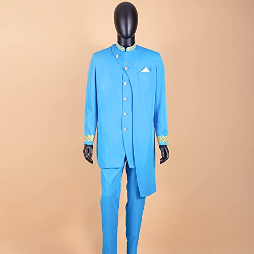 Men`s Suit Slim Fit Embroidery Single Breated Blazer and Pants Set Business Dress Suit African Clothes3