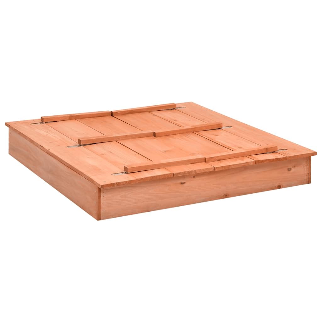 Mangloder Sandkasten aus Tannenholz 95x90x15 cm für Kinder Outdoor Gartenspielzeug mit Abdeckung und Sitzbank, Robustes Holz, inklusive Nylonfolie, ideal zum Buddeln, Bauen und Spielen im Garten