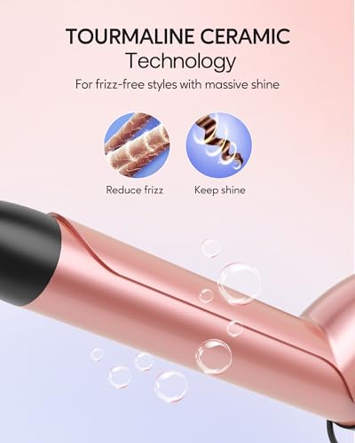 Image of Wavytalk 5 in 1 Curling Iron,Curling Iron Set with Heated Round Brush and 4 Interchangeable Ceramic Curling Wand(0.5 inch-1.25 inch), Instant Heat Up,Dual Voltage Hair Curler