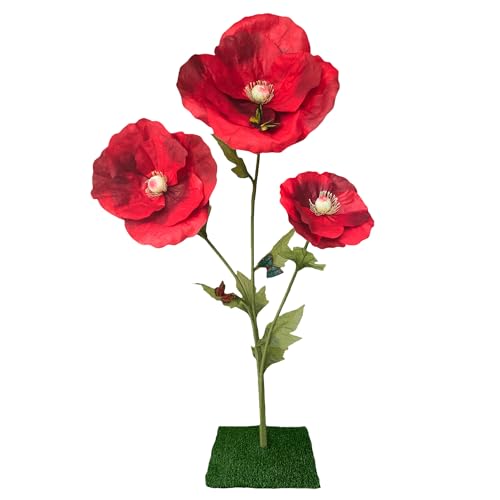 Giant Artificial Red Poppy Flowers - 6.5 Ft Giant Paper