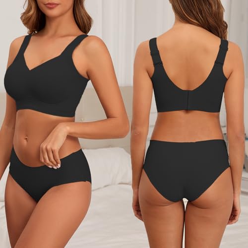 PoseFree Womens Seamless Wireless Supportive Bra Push Up Comfort Soft No Underwire Full Coverage T-Shirt Bra - Image 3