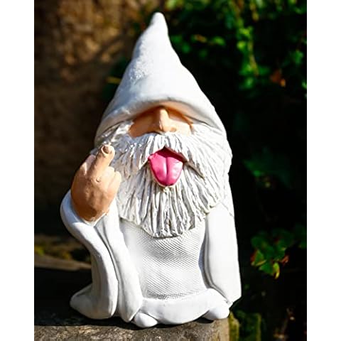 Estefanlo Garden Gnome Statue 5.9Inch Naughty Smoking Wizard Gnome Funny Lawn Resin Figurine Outdoor Statue for Lawn Yard Balcony Porch Patio Home Ornaments Garden Decoration Cover