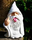 Estefanlo Garden Gnome Statue 5.9Inch Naughty Smoking Wizard Gnome Funny Lawn Resin Figurine Outdoor