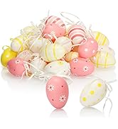 36 x hand-painted Easter eggs for hanging, pastel Easter decoration with great patterns.