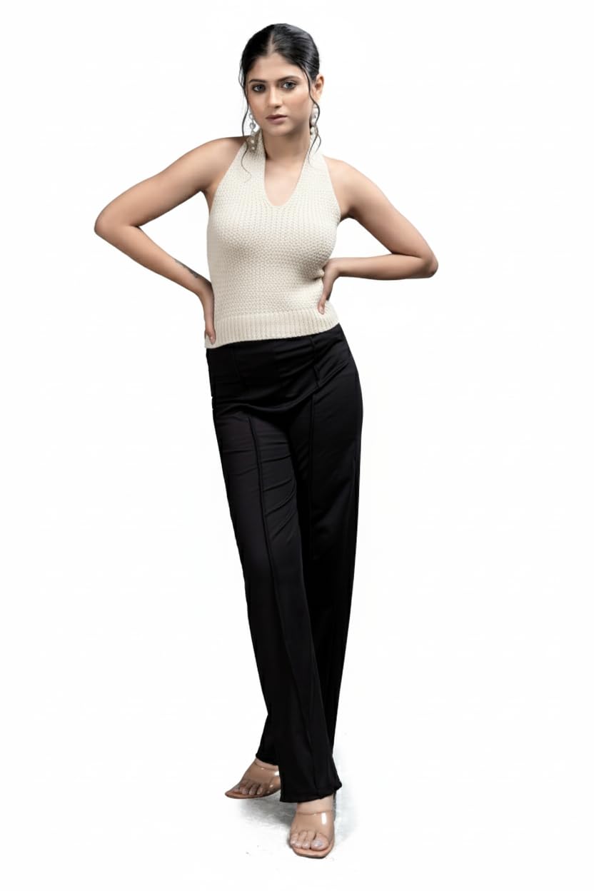 madborn creation Women's V-Neck Knitted Tank Top | Cotton Blend Textured Sweater Vest | Sleeveless Casual Style with Crochet Pattern | Regular Fit-picture-16