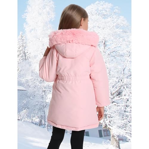 Boys Girls Fuzzy Hooded Puffer Coats Fleece-Lined Winter Warm Zip up Parka Down Jackets Kids Windproof Outwear3