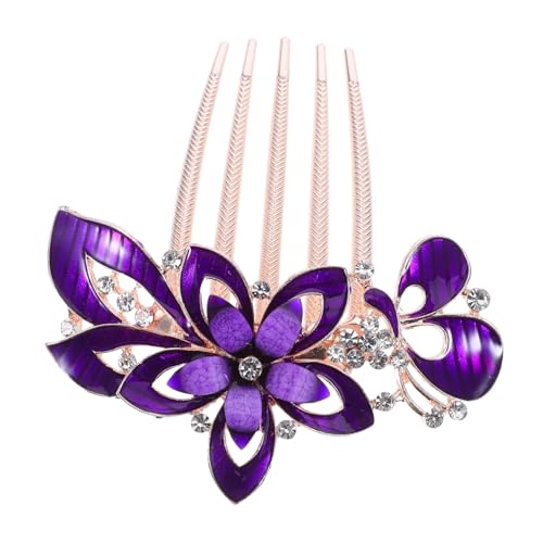 MAJORMENCH 水晶花飾りヘアコーム 紫色 華やかで繊細な結婚式用髪飾り パーティーやプロムにな女性用アクセサリー