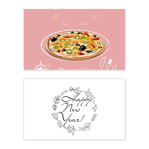 Carte de nouvel an pizza italienne à offrir avec un message