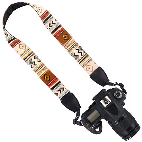 Wolven Pattern Canvas Camera Neck Shoulder Strap Belt Compatible with All DSLR/SLR/Men/Women etc, (Yellow)