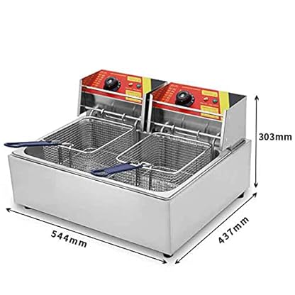 Elektrische Fritteuse mit 12 l Arbeitsplatte, 5000 W, gewerbliche Küchenfritteuse, Doppel-Zwei-Tank-Design, Restaurant, Familienessen, Kochen, Türkei – Bild 4