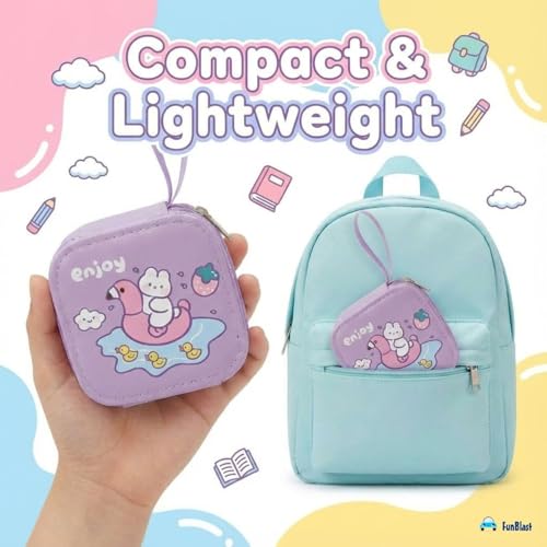 Image of FunBlast Square Coin Pouch for Kids - Cute Cartoon Design Mini Purse, Multipurpose Coins Pouch, Small Zipper Wallet for Kids & Girls, Kawaii Coin Bag (PurpleRandom-)