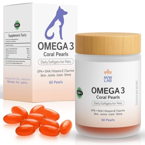 Omega 3 für Hunde & Katzen 60 Fischöl 1000mg EPA + DHA + Taurin + Vitamin E Kapseln für Glänzendes Fell Starke Gelenke & EIN Gesundes Immunsystem Mächtig und Sichere Kleiner und Großer Hund und Katze