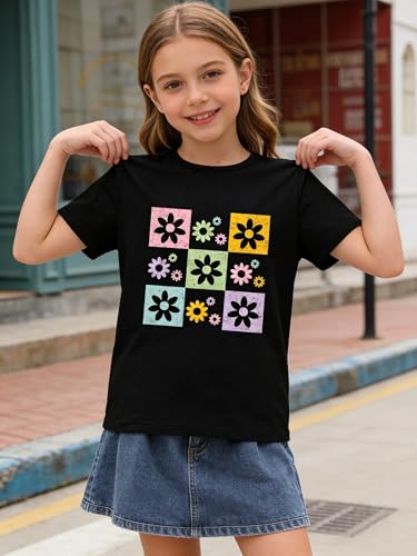 Image of Girls' Graphic Tees Summer Cute Tops Casual Short Sleeve Crew Neck T Shirts