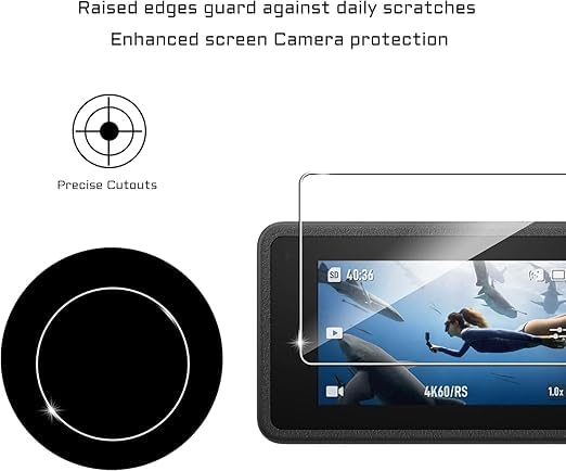 Image of 3 in 1 Tempered Glass Screen Guard Protector for DJI Osmo Action 3 /4 (Action Camera) with Full Screen Coverage & Easy Installation Kit (3 P'cs Set) (Pack of 1)