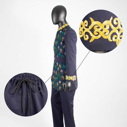 African Suits for Men Slim Fit Embroidery Full Sleeve Single Breasted Print Blazer and Trousers Set4