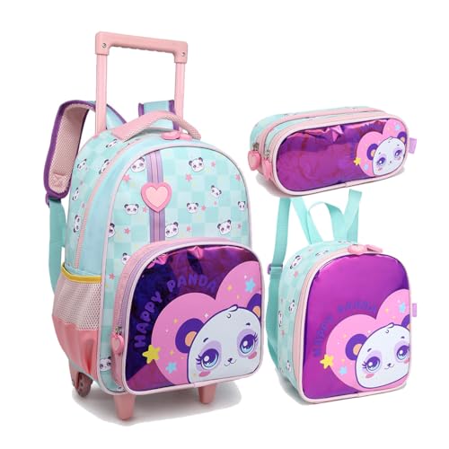 Kit Mochila Infantil Menina Panda Lancheira Estojo Garrafinh
