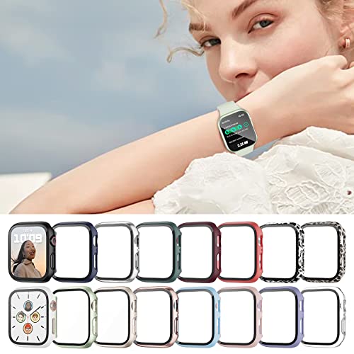 Haojavo 16 Pack Hard PC Case for Apple Watch 38mm Series 3 2 with Tempered Glass Screen Protector, Ultra-Thin Scratch Resistant Bumper Protective Cover for iWatch Accessories