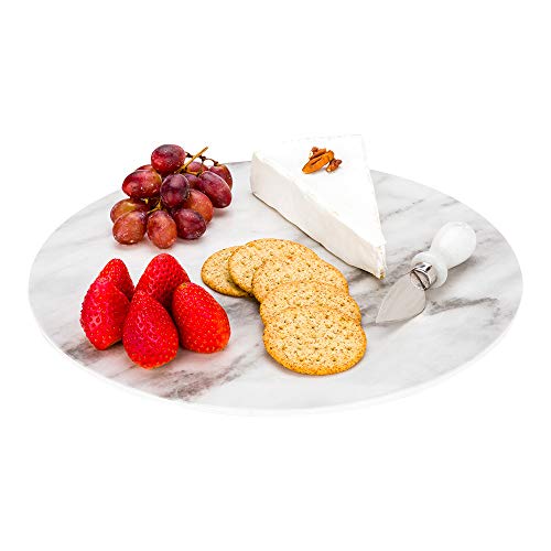 Restaurantware Voga 13 Inch Serving Tray, 1 Round Outdoor Tray - Faux Marble, Dishwasher-Safe, White Melamine Platter Tray, For Meals, Appetizers, And Snacks, Shatterproof - Restaurantware #TOP18