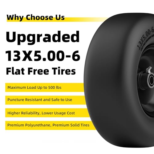 RONPOW 13x5.00-6 Flat Free Lawn Mower Tires and Wheel, for Zero Turn Mower by RONPOW - Used condition - Image 7