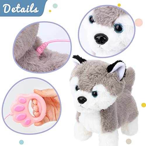 Hopearl Walking Husky Interactive Electronic Pet Musical Dog Toy Remote Control Leash Animated Puppy Singing Barking Wagging Tail Touch Recognition Gift For Toddlers Birthday, Gray, 9'' #TOP3