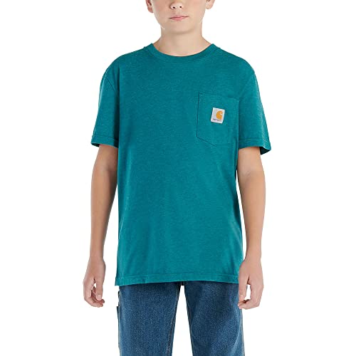Carhartt Kid's CA6375 Short-Sleeve Pocket T-Shirt - Boys - Small (8-10) - Shaded Spruce Heather