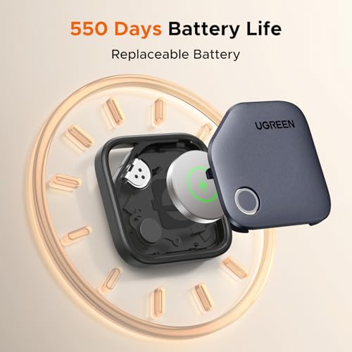 Image of UGREEN FineTrack S 2-Pack Bluetooth Tracker Tags Work with Samsung SmartThings APP (Samsung Only), 550-Days Replaceable Battery Item Finder Smart Tag for Key Luggage Passport
