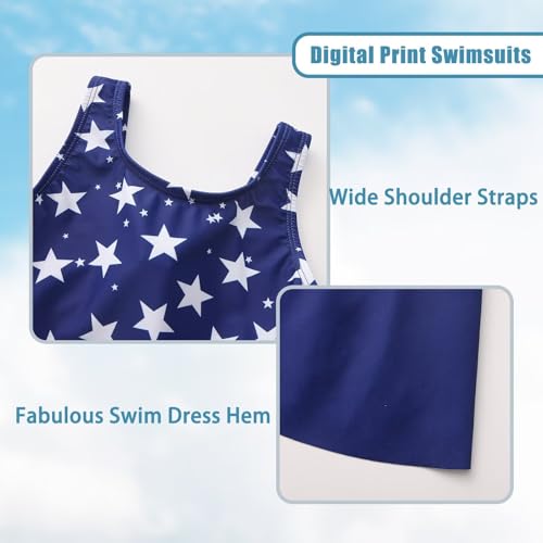Image of Girls One Piece Swimsuits Leopard Bathing Suit for Kids Hawaiian Swimwear with Skirt Swim Dress 3-16 Years