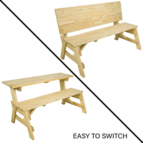 Amish Casual 2-in-1 Heavy-Duty 800 Lb Convertible Picnic Table Bench (Unfinished)