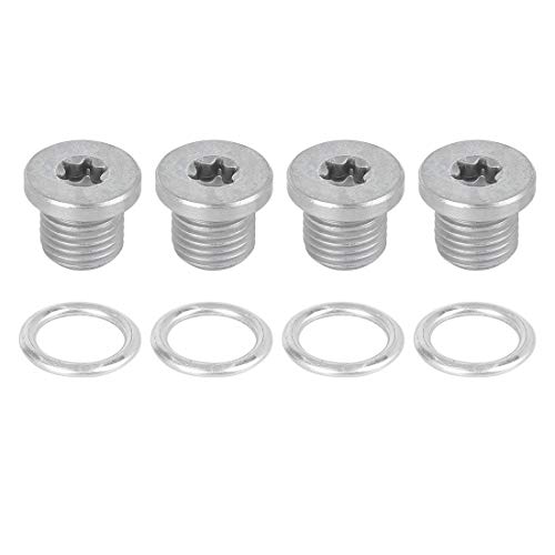 X AUTOHAUX 4 Juegos Tornillo Tapón Carter Aceite con Arandela para Motor De Coche