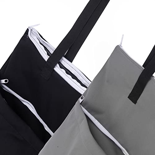 ALVABABY 2 Pack Large Wet Dry Bag Waterproof Hanging Cloth Diaper with Double Zippered Pockets 25x18 inches (Black and grey) by ALVA - Image 2