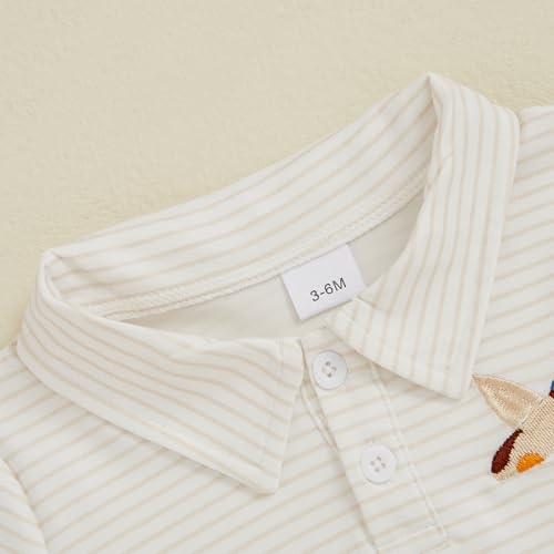 Baby Boy Polo Romper Mallard Duck Button Down Striped T-Shirt Onesie Short Sleeve Collar Bodysuit Summer Outfit4