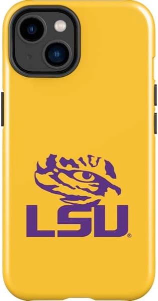 Skinit Impact Phone Case Compatible with iPhone 15 - Officially Licensed LSU Tiger Eye Logo Yellow Design