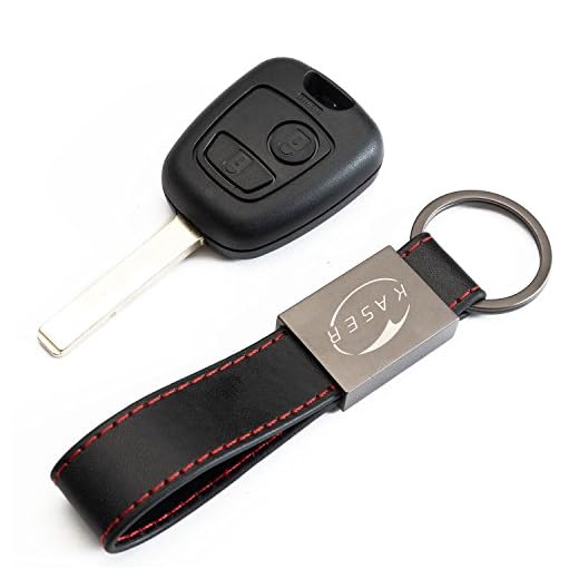 Coque Clé Télécommande Plip pour Peugeot 106 207 208 206 307 308 407 408 806 107 avec Porte-Clés en Cuir KASER