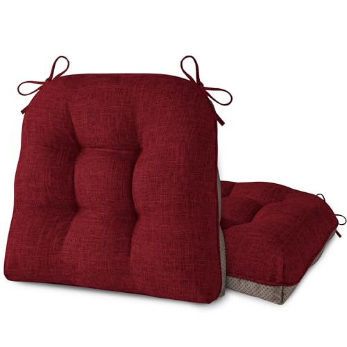AddGrace Chair Cushions for Dining Chairs 2 Pack 18"x17"x3" Burgundy