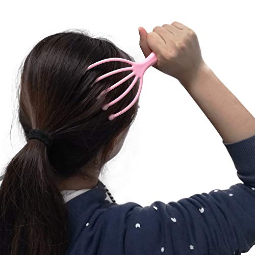 Sinloon Head Massager,Protable Hand Held Spa Scalp Massager,2-In-1 Finger Massager Hand Handheld Steel Ball Run Blood Circulation Tool Pink (2-Pack) #TOP5