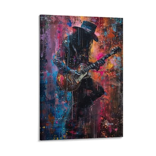 Décoration murale guitare street art pour transformer un mur vide encadré 20x30