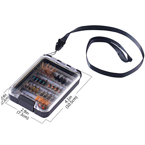 Bassdash Fliegenfischen Fliegen Set Forellenbarschangeln mit Fliegenbox, 36/64/72/76/80 / 96Stk. Mit Trockenfliegen/Nassfliegen, Nymphen, Streamers, Popper