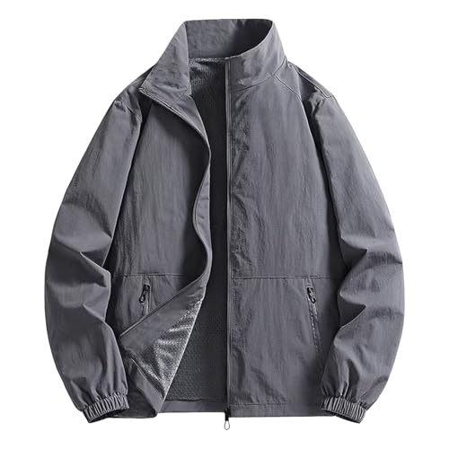 Light Jackets for Men with Zipper Pockets Zip Up Stand Collar Golf Jacket Lightweight Big and Tall4