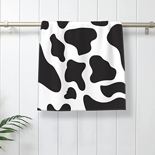Qicenit Cow Pattern Hand Towel Black And White Super Soft Plush Highly Absorbent For Bathroom 15.7X27.5In #TOP6