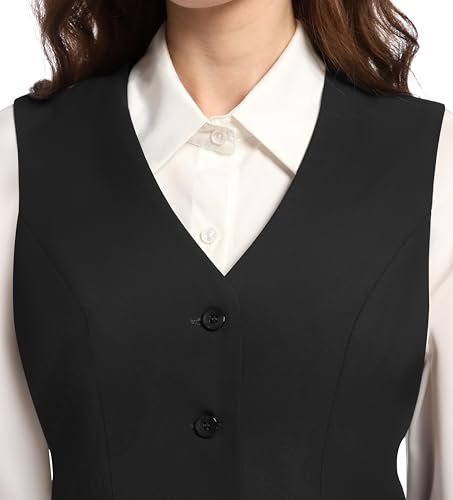 Suit Vest for Women V Neck Button Down Sleeveless Business Casual Vest Tops Waistcoat Blazer Dressy Vests4