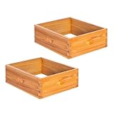 Honey Lake 2 Pack 10-Frame Langstroth Medium Super Beehive Boxes Dipped in Beeswax, Easy Assembly (Without...